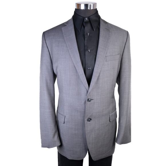 Calvin Klein SLIM Fit 42L Gray Sport Coat Suit Blazer Jacket Solid Sz Two Button - Picture 3 of 14